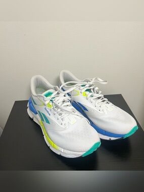 Reebok White Sneakers with Blue and Teal Accents